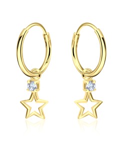 CZ Silver Hoop Earring HO-1661-GP